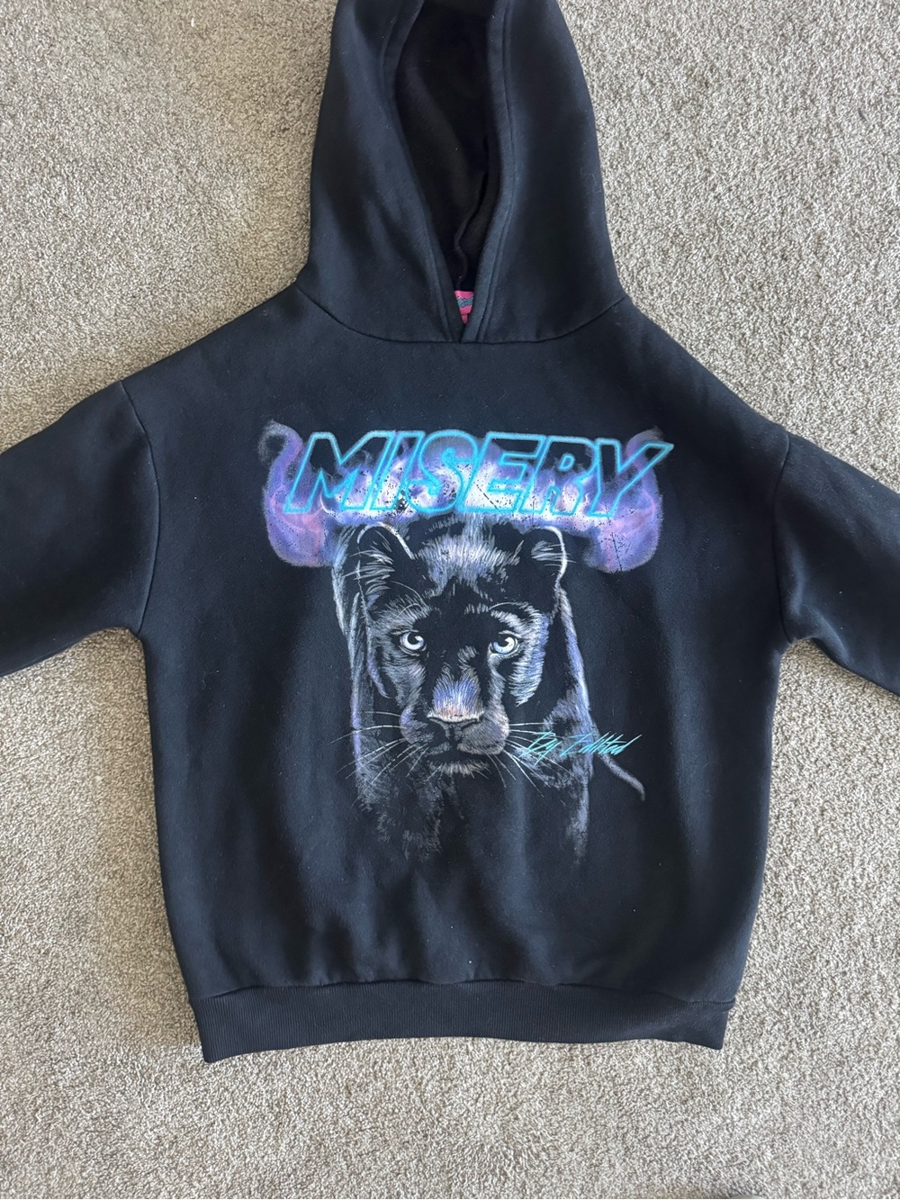 Edikted Black Misery Panther Graphic Hoodie Size XS Streetwear Y2K Bold
EUC